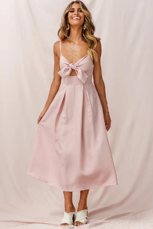 Extra Savings Hope Tie-Knot Bust Midi Dress Blush