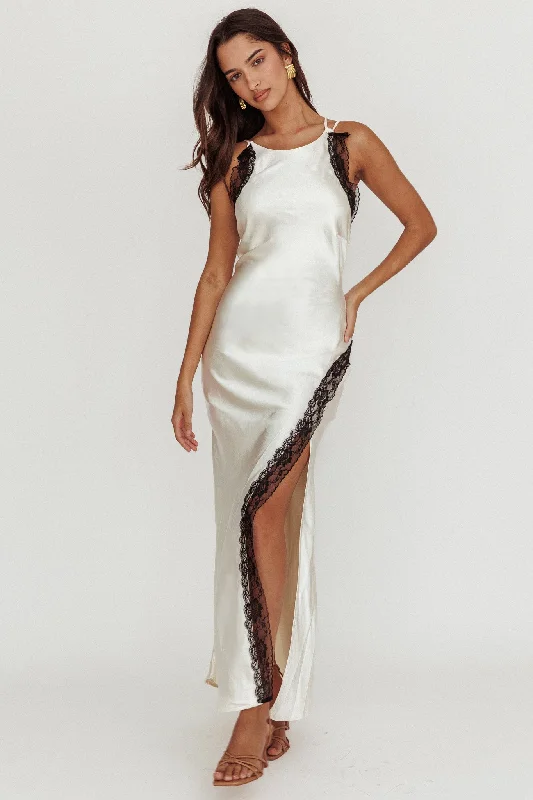 Markdowns Flying High Lace Trim Maxi Dress Oyster