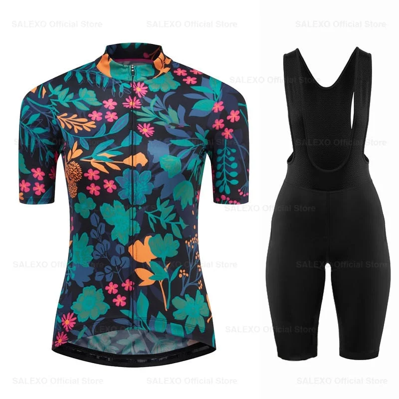 Huge Discounts Salexo Women Floral Cycling Jersey Set