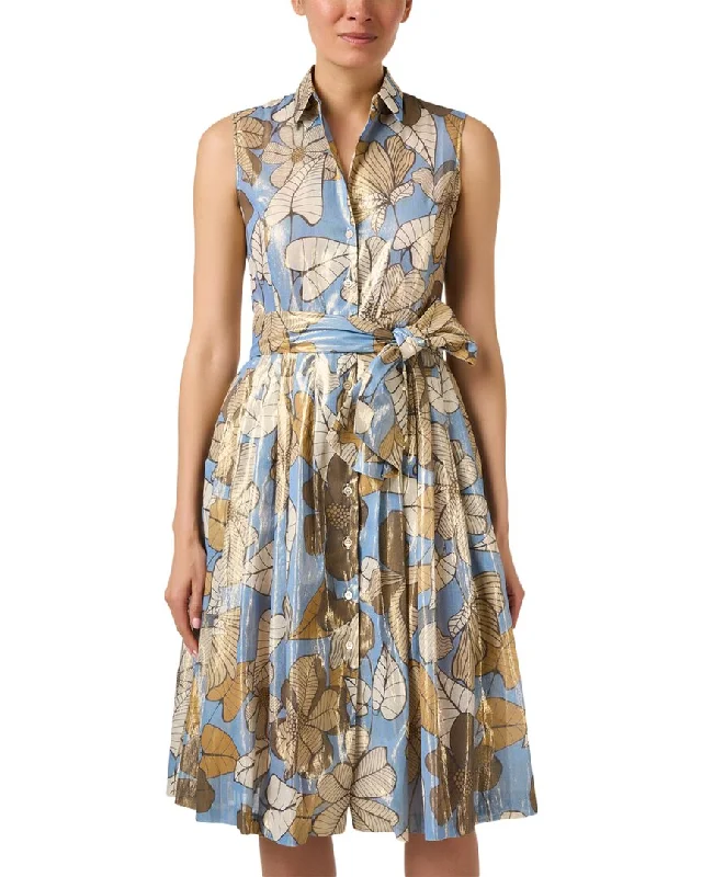 Referral Discount Caliban Metallic Floral Print Shirtdress