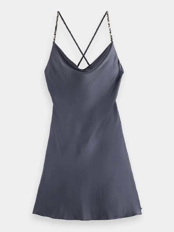 Weekend Deal Cowl neck mini dress with sequins straps