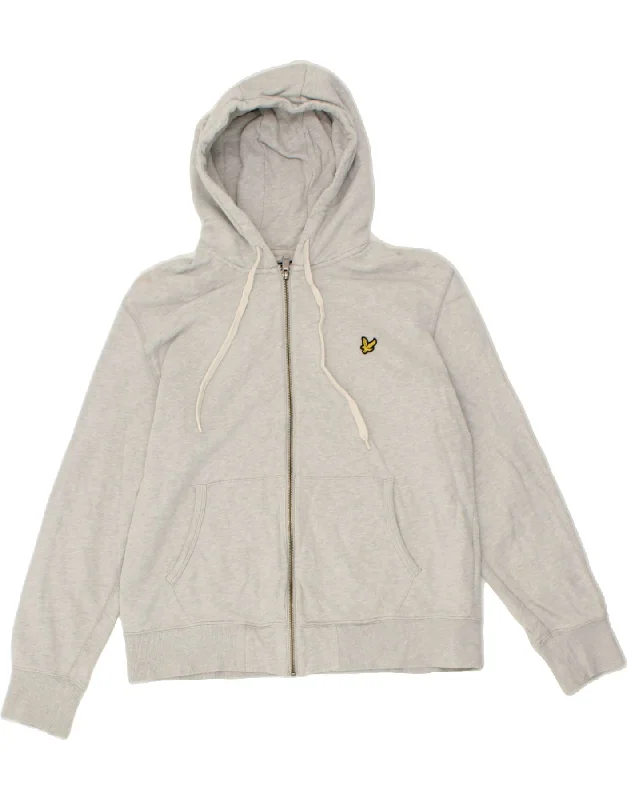 Price Rollback LYLE & SCOTT Womens Zip Hoodie Sweater UK 18 XL Grey Flecked Cotton