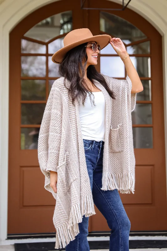 Low Prices Care For You Beige Fringe Shawl - DOORBUSTER