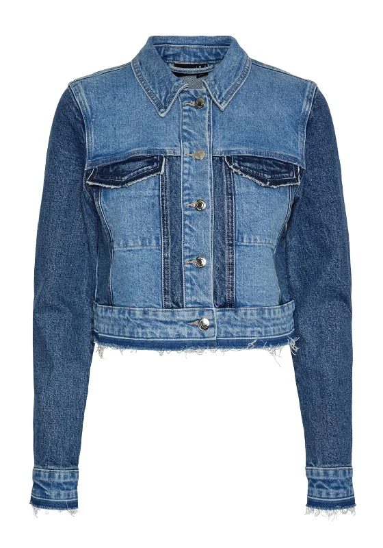 Exclusive Online Offer Vero Moda Ezra Two Tone Denim Jacket, Medium Blue Denim