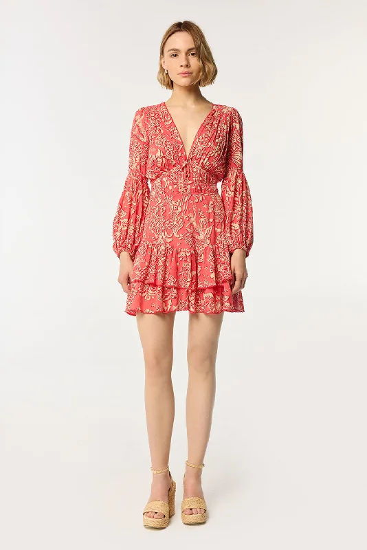 Super Sale Mini Dress Chiara - Pink Oriental Foulard