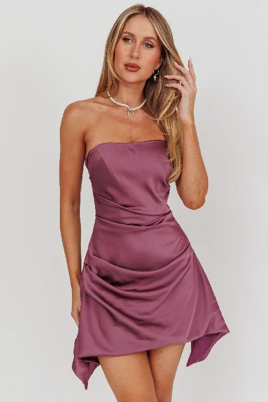 Unmissable Offer Toni Strapless Ruched Mini Dress Plum