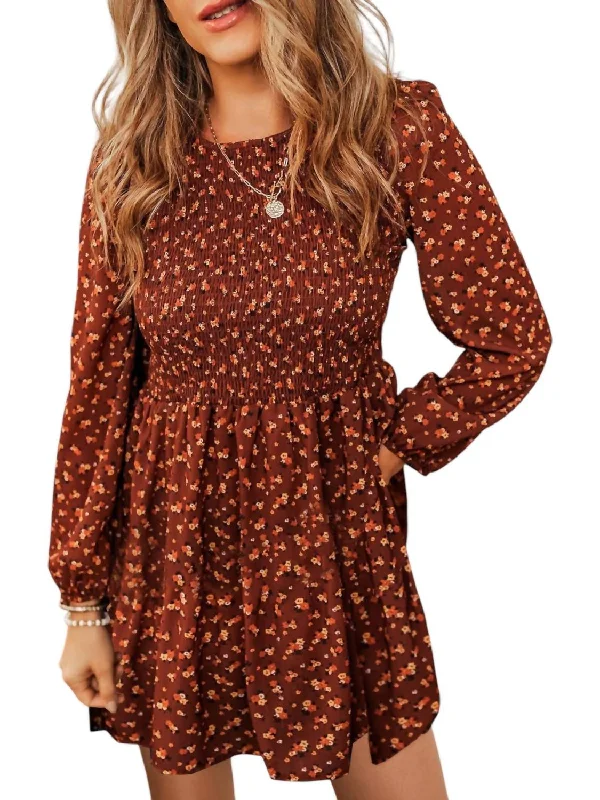 Exclusive Preview Roots Ditsy Floral Dress In Rust