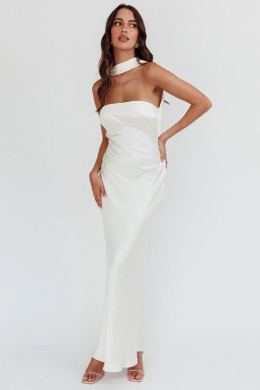 Reduced Prices Damsel Reverse Halter Maxi Dress Oyster
