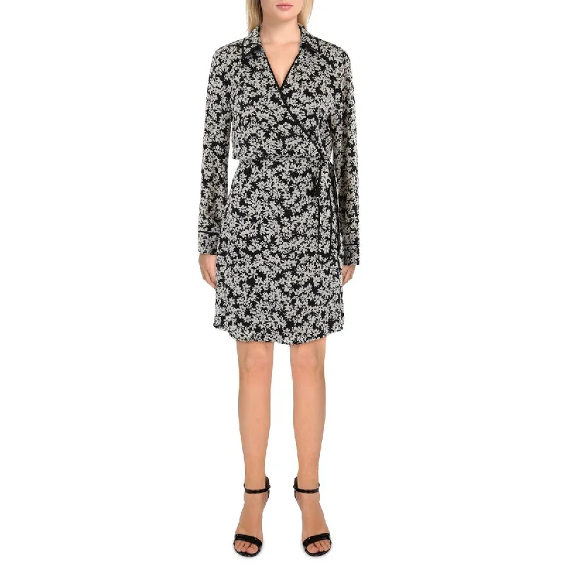 Extra Discounts Womens Floral Print Mini Wrap Dress