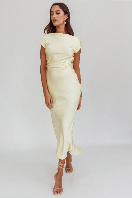 Instant Discount Loveland Cap Sleeve Cowl Back Midi Dress Butter