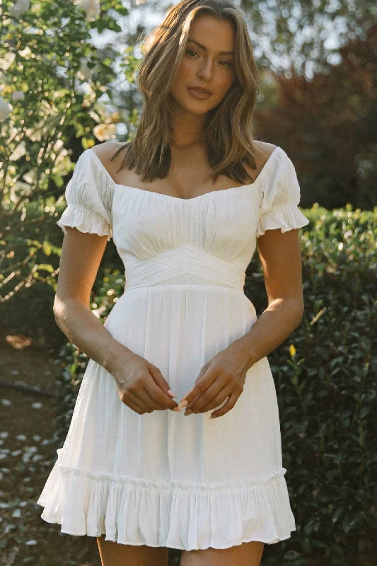Quick Sale Linka Off-Shoulder Tie Back Dress White
