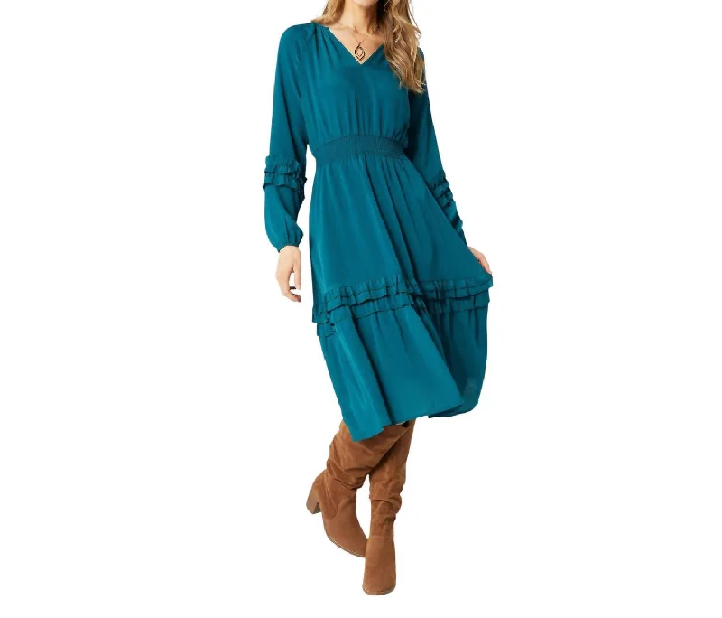 Limited Time Offer Isabelle V-Neck Tiered Ruffle Dress In Mediterranea