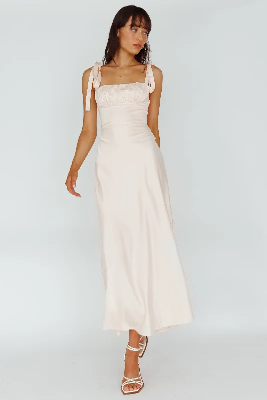 Weekend Deal Pennelope Tied Shoulder Maxi Dress Ivory