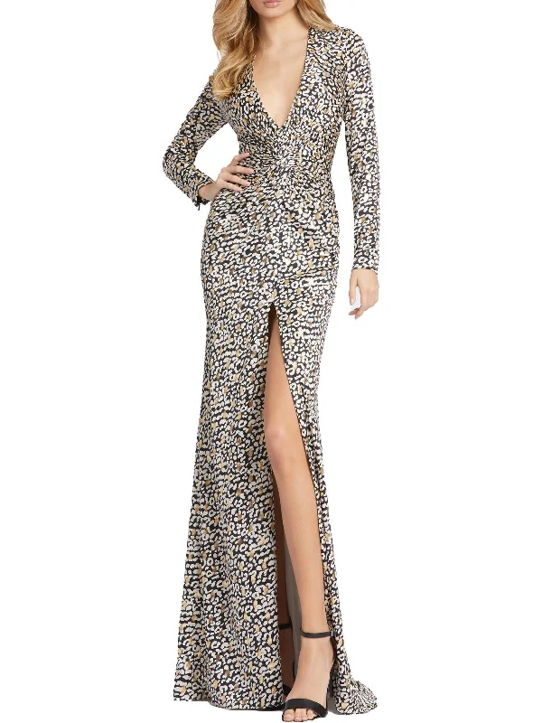 Final Clearance Womens Metallic Maxi Sheath Dress