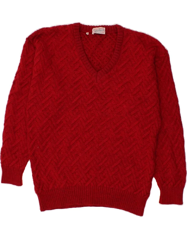 Instant Savings RODRIGO Womens V-Neck Jumper Sweater IT 54 2XL Red Acrylic
