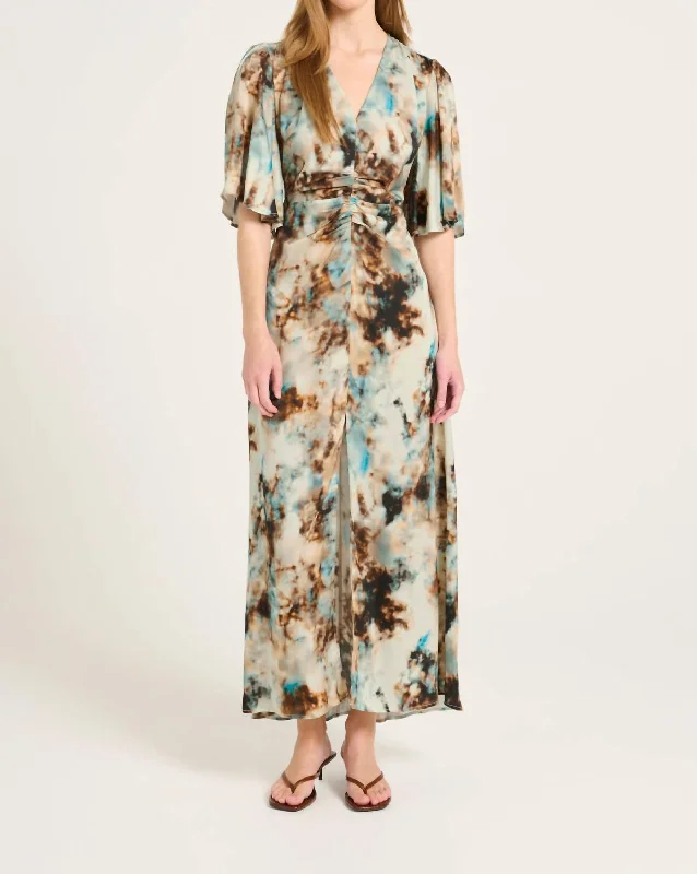 YEAR-End Clearance Reena Dress In Ecru/rust/aqua