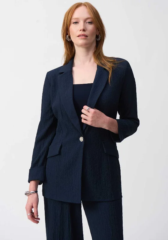 Warehouse Sale Joseph Ribkoff Woven Single Breasted Blazer, Navy