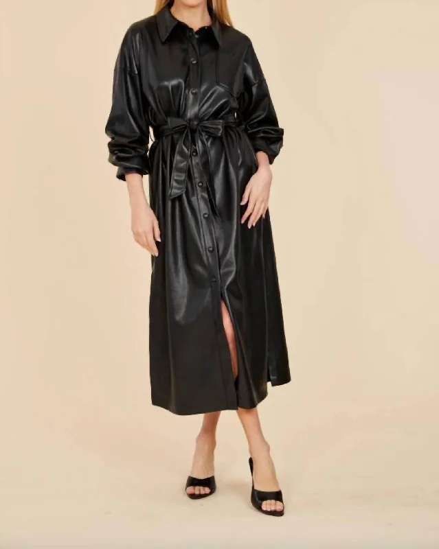 Reduced Prices Faux Leather Maxi Dress In Black