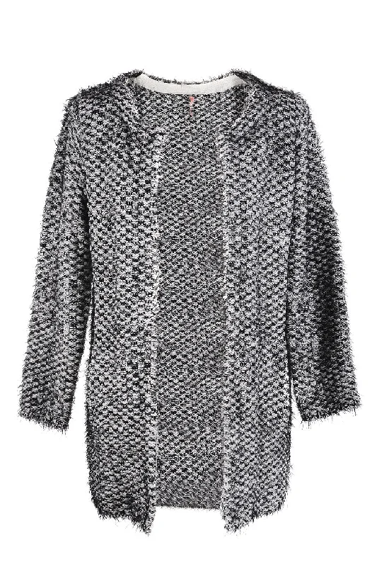 Deal Explosion SHILOH White Black Fluffy Knitted Cardigan