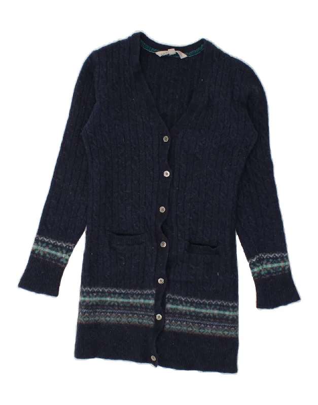 While Supplies Last CREW CLOTHING Womens Cardigan Sweater UK 8 Small Navy Blue Fair Isle