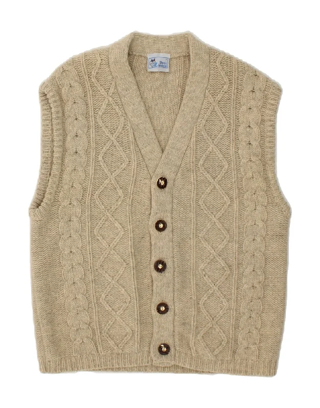 Great Deals VINTAGE Womens Sleeveless Cardigan Sweater EU 46 XL Grey Wool