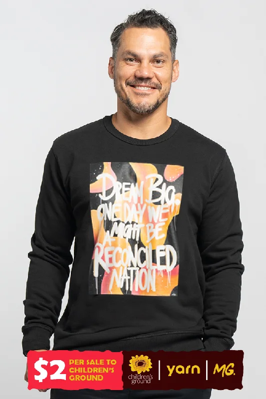 Weekend Deal Reconciled Nation (Yellow) Black Cotton Blend Crew Neck Unisex Sweatshirt