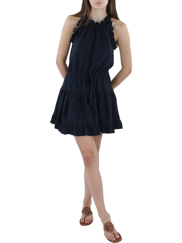 Price Blitz Womens Tie Waist Short Mini Dress