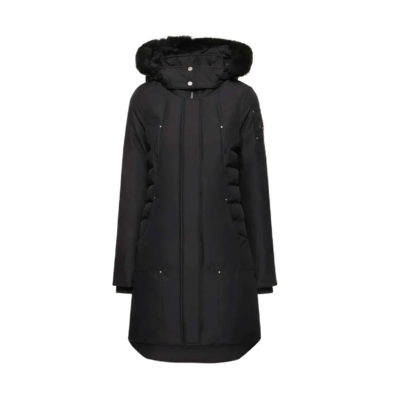 Exclusive Preview Moose Knuckles Womens Cloud Parka F in Black/ Black Fur