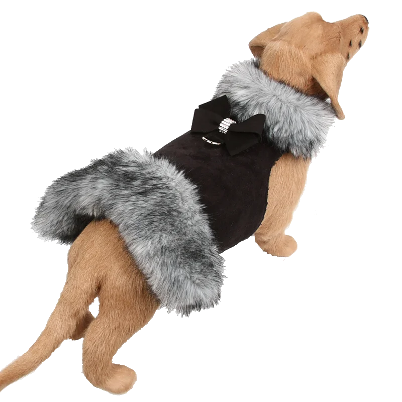 Markdowns Nouveau Bow Black Tip Silver Fox Fur Coat