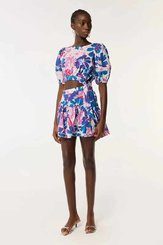 Limited Availability Mini Dress Chantal - Blue Artistic Flower
