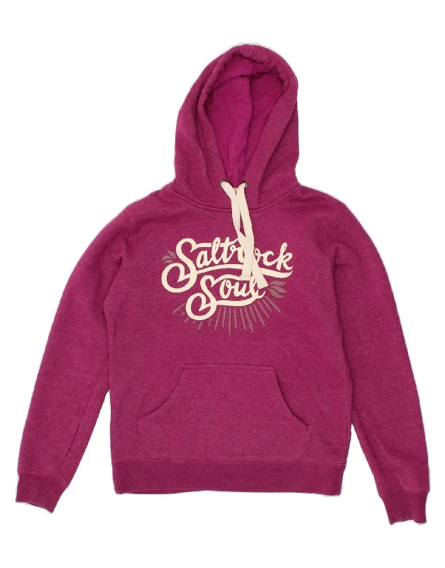 Now or Never SALTROCK Womens Oversized Graphic Hoodie Jumper UK 8 Small Pink Polyester