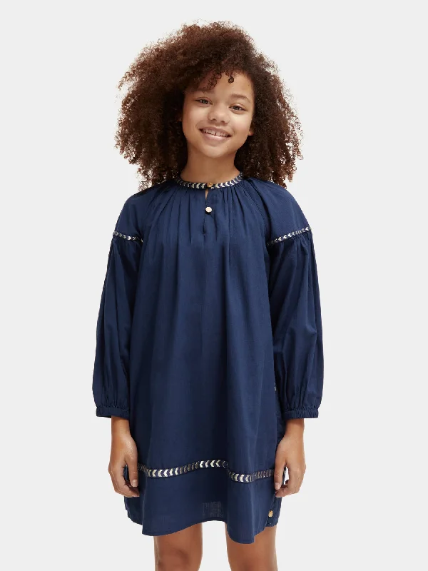 Customer Appreciation Sale Kids - Long sleeved glittering embroidery mini dress