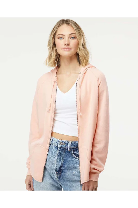 Extra Savings Independent Trading Co. Womens California Wave Wash Full Zip Hooded Sweatshirt Hoodie w/ Pockets - Blush Pink Extra Savings Independent Trading Co. Womens California Wave Wash Full Zip Hooded Sweatshirt Hoodie w/ Pockets - Blush Pink