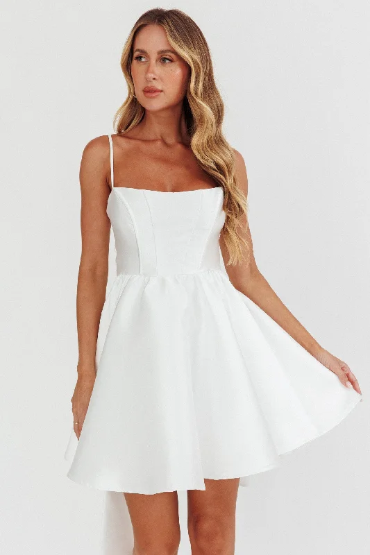 Members Only Athens Flared Bow Mini Dress White