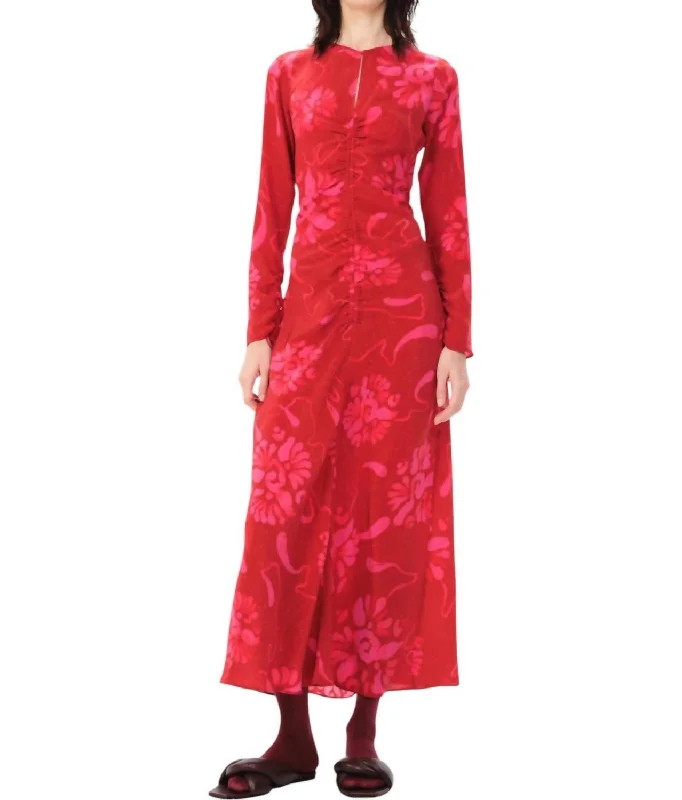 Act Now Lerma Carlota Maxi Dress In Dark Red