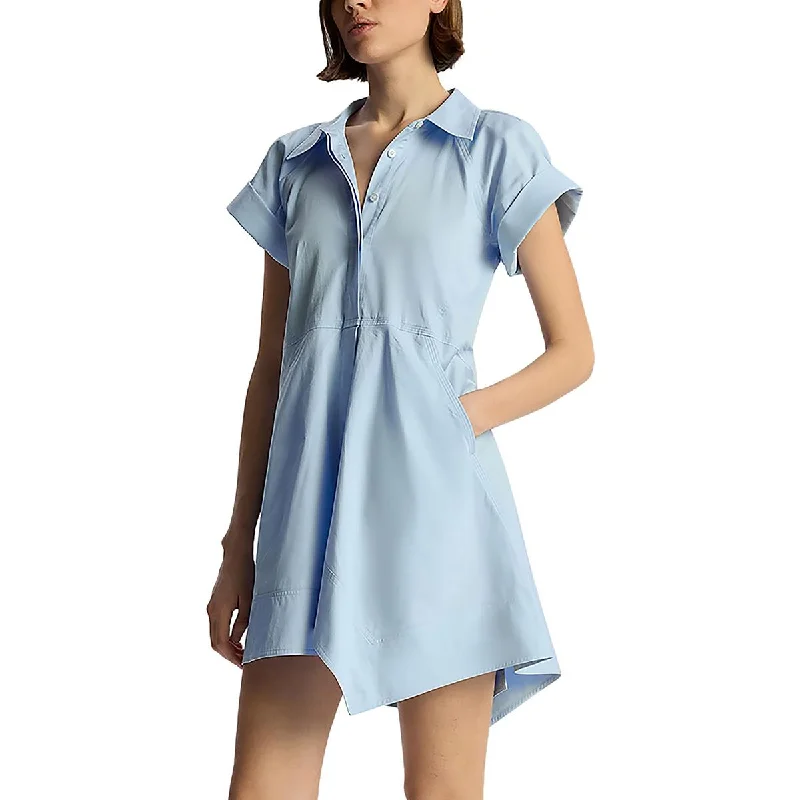 Extra Savings Womens Handkerchief Hem Short Sleeve Shirtdress