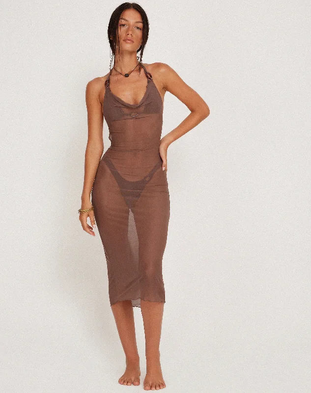 Blowout Deals Maysa Midi Dress in Mesh Coffee