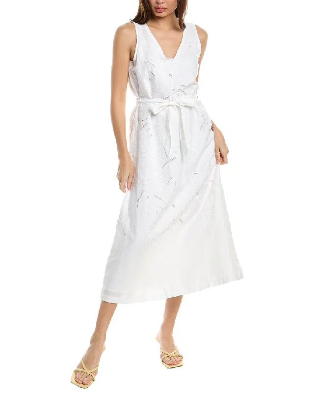 Instant Savings Tommy Bahama Monstera Eyelet Linen Midi Dress