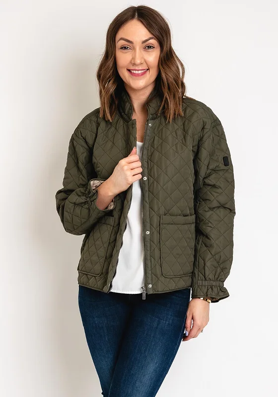 Can't Be Beat Etage Diamond Quilted Short Jacket, Army Green