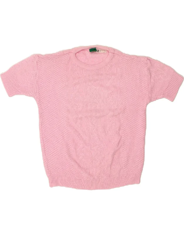 Value Deals CANDA Womens Short Sleeve Crew Neck Jumper Sweater UK 18 XL Pink Acrylic