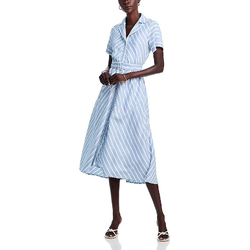 New Deals Womens Striped Short Sleeve Shirtdress