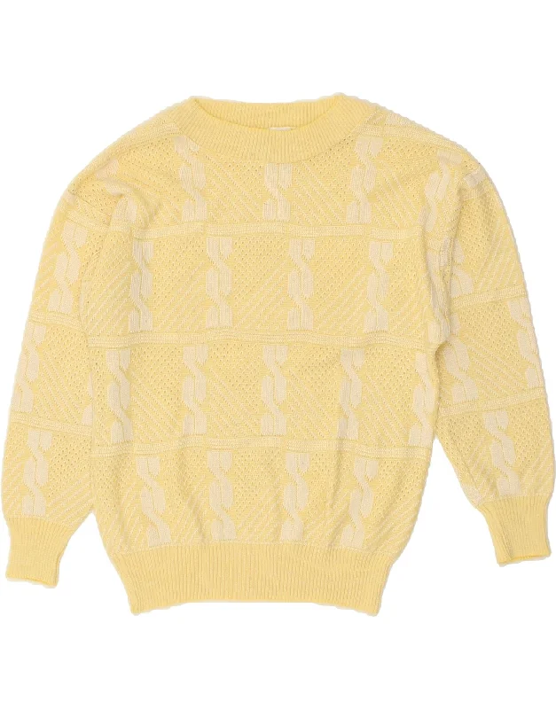 Anniversary Sale VINTAGE Womens Crew Neck Jumper Sweater UK 14 Medium Yellow Fair Isle Anniversary Sale VINTAGE Womens Crew Neck Jumper Sweater UK 14 Medium Yellow Fair Isle