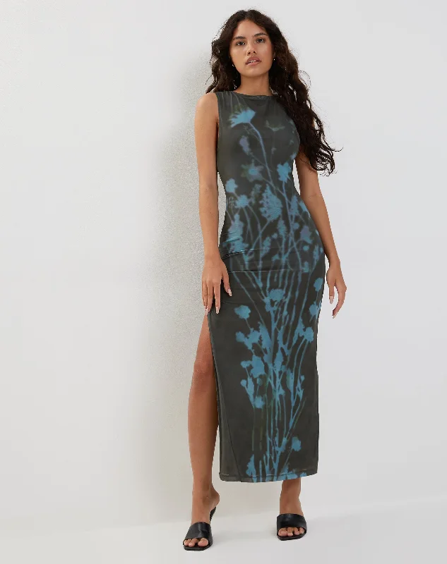 Inventory Reduction Flo Midi Dress in Lumen Mesh Green