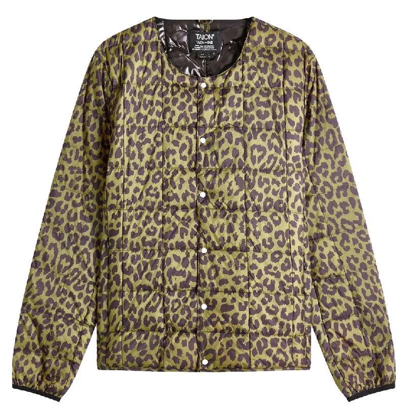 Price Drop Alert Taion Womens Crew Neck Button Down Jacket Leopard