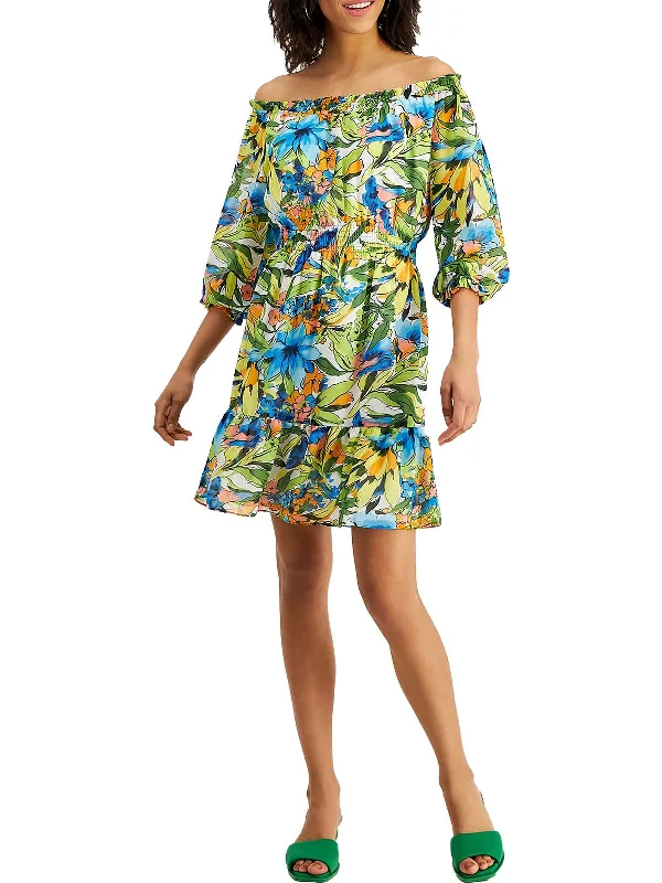 Weekend Deal Womens Ruffled Short Mini Dress