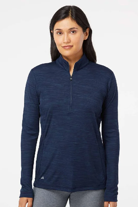 Quick Sale Adidas Womens Moisture Wicking 1/4 Zip Sweatshirt - Collegiate Navy Blue Melange Quick Sale Adidas Womens Moisture Wicking 1/4 Zip Sweatshirt - Collegiate Navy Blue Melange