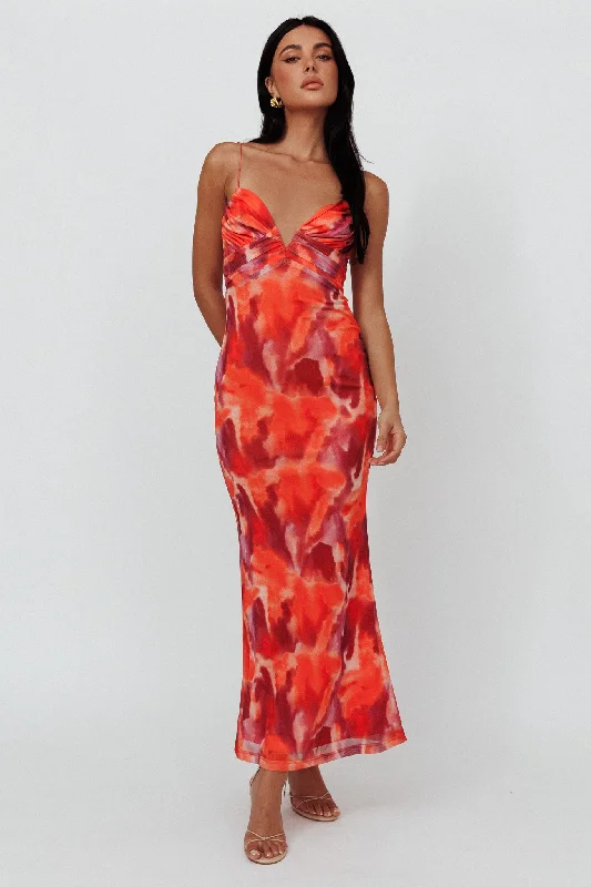 Can't Miss Marrakesh Gathered Bust Maxi Dress Print Orange