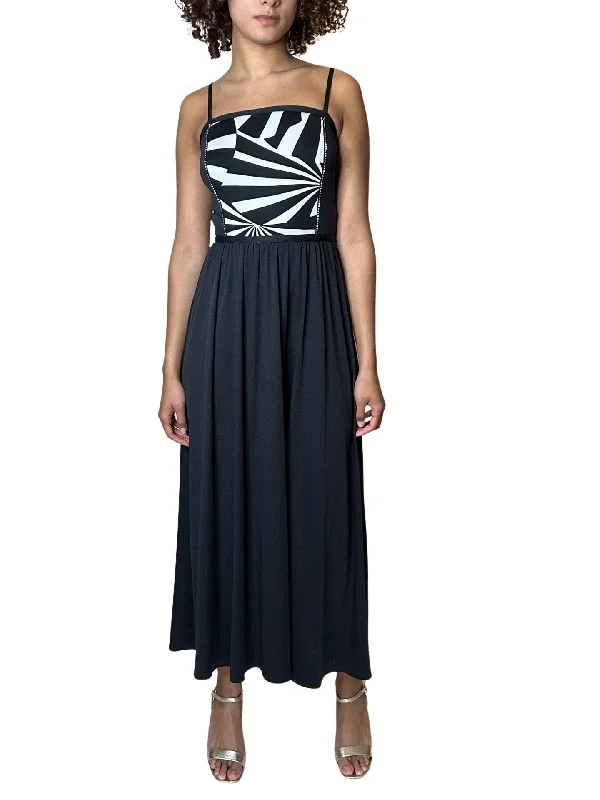 Reduced Prices Original Vintage 1970's Black & White Disco Dress UK 8 - 10