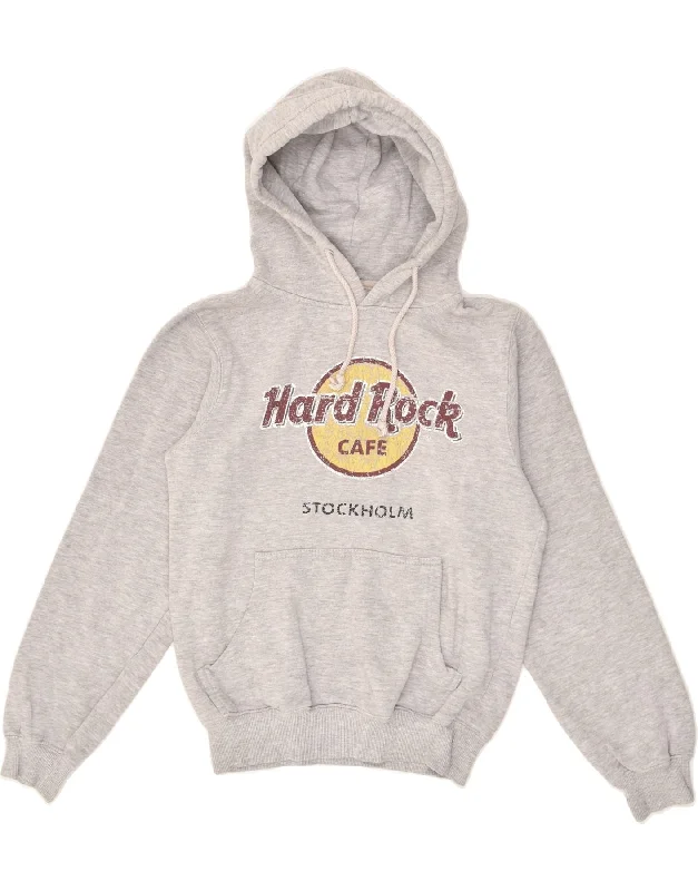 Overstock Sale HARD ROCK Womens Stockholm Graphic Hoodie Jumper UK 10 Small Grey Cotton