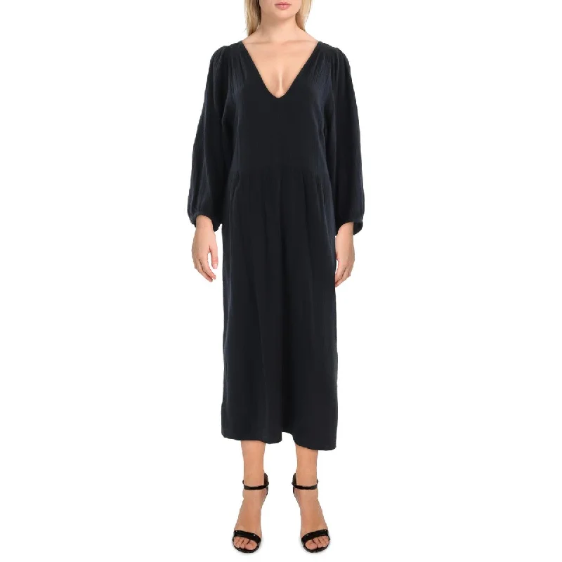 Special Savings Womens Cotton Cut-Out Back Midi Dress